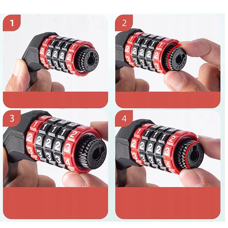 Rockbros bicycle lock with combination 1.8 m - black