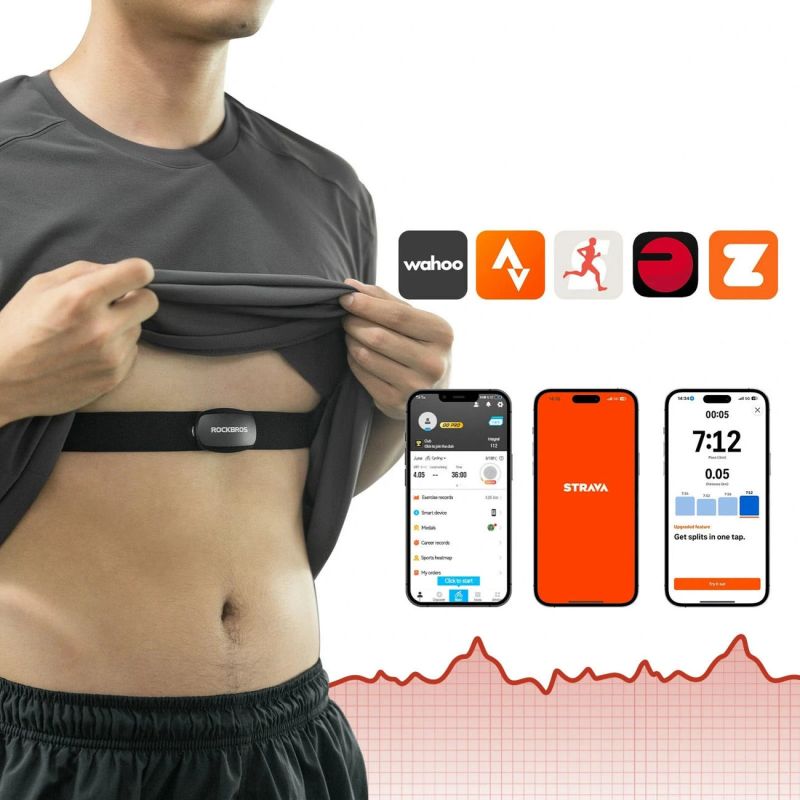 Rockbros Bluetooth ANT+ IP67 Heart Rate Monitor Belt - fekete kiegészítő 304004-211788