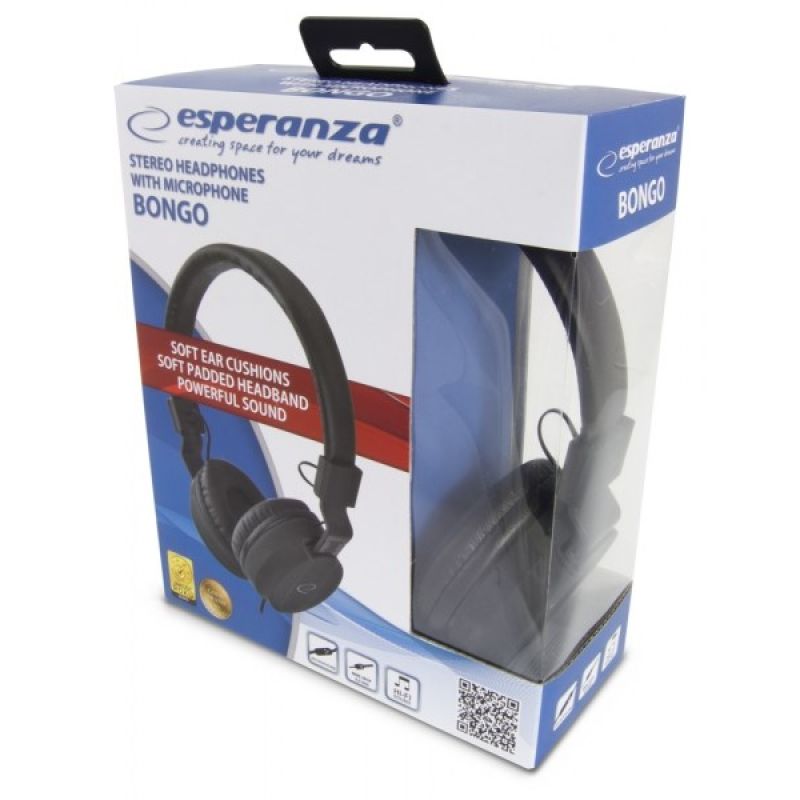 Esperanza BONGO headphones with microphone (black)