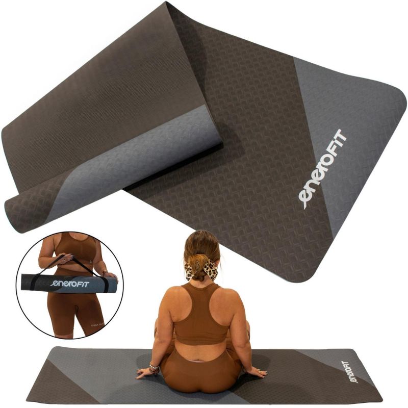 Enero Fit Anti-Slip Tpe Yoga And Fitness Mat, Gray-Black fekete mats, training equipment