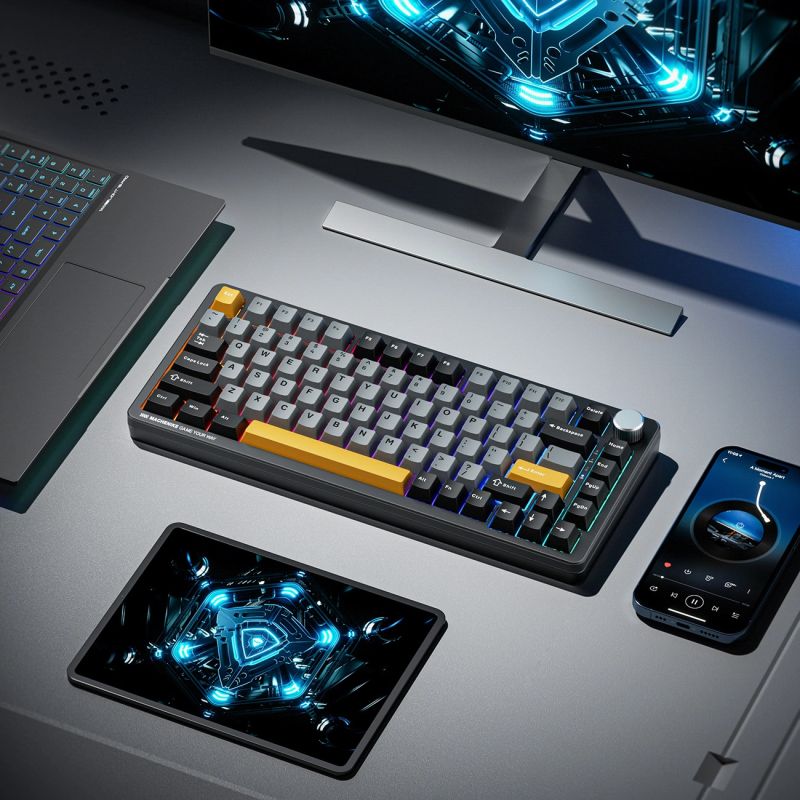 Machenike K600-B82W Wireless Mechanical Backlit Gaming Keyboard GR Silver Switch - Black szürke keyboards