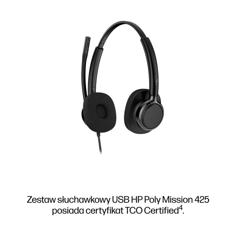 HP Poly Mission 425 Stereo USB Wired Headset Classic