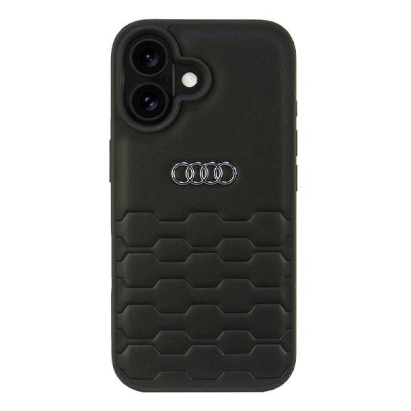 Audi Synthetic Leather iPhone 16 6.1" /black hardcase AU-TPUPCIP16-GT/D2-BK fekete cases