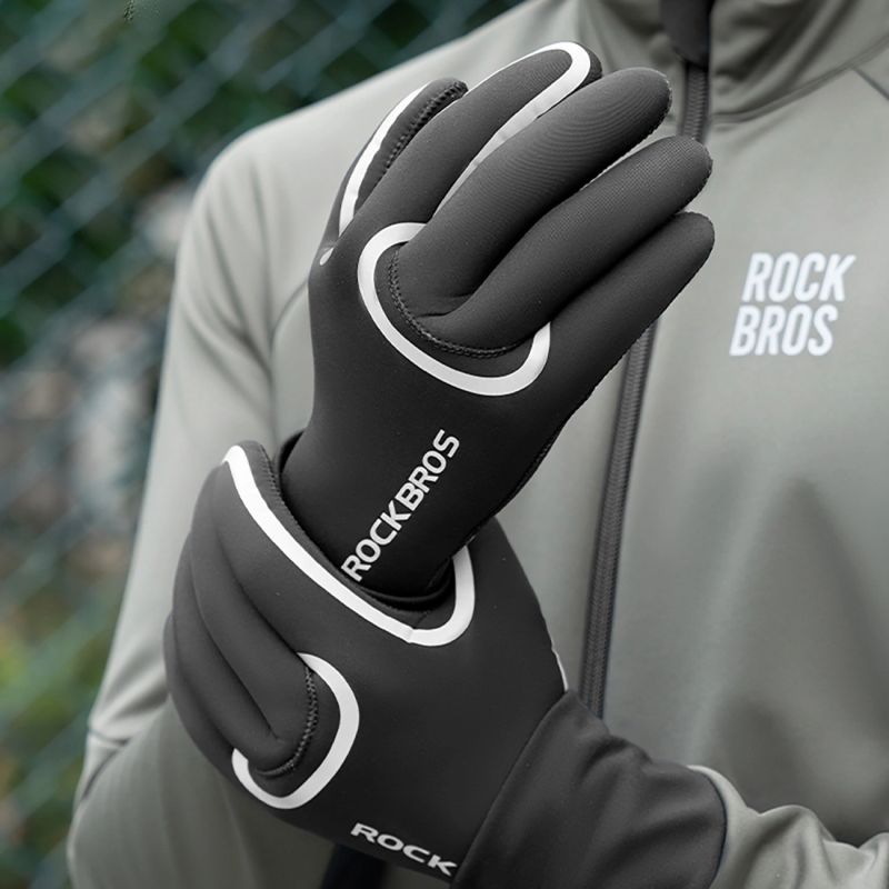 Rockbros full waterproof cycling gloves, size: - black fekete kesztyű