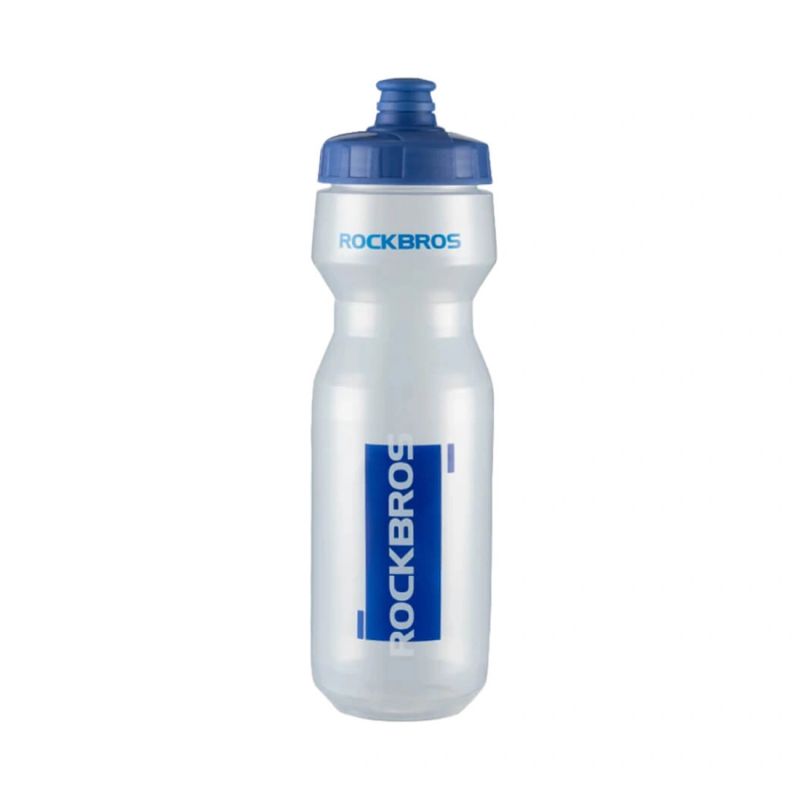 Rockbros 750 ml Bicycle Bottle - Transparent with Blue Mouthpiece niebieski || przezroczysty water bottles, training equipment