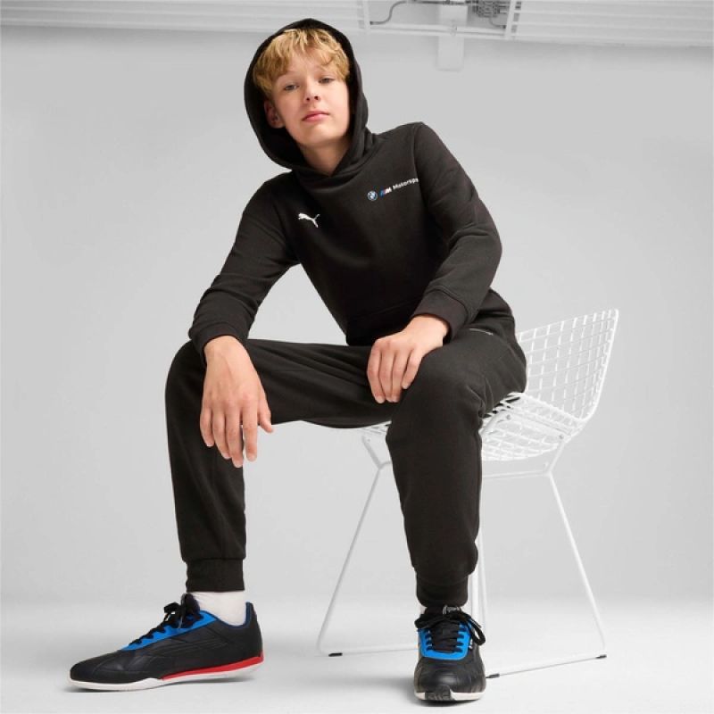 Puma BMW MMS Kids Kangaroo Hoodie fekete kapucnis pulóver