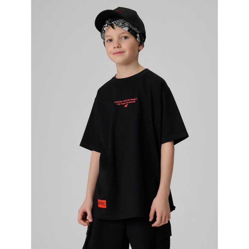 4F Boy's loose T-shirt with print 158/164 póló