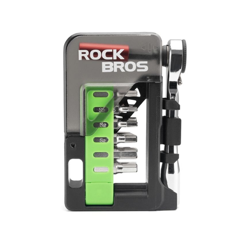 Rockbros Bike Tool Set with Mini Ratchet and Bits - Translucent Green zöld sets