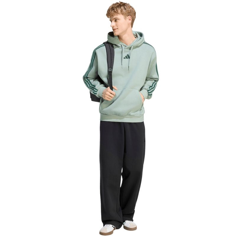 Adidas Men's Essentials 3-Stripes Fleece Hoodie light zöld férfi kapucnis pulóver KY4172