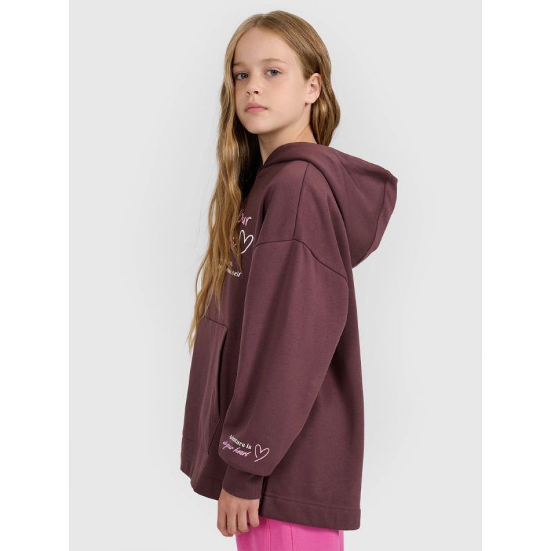 Oversized sweatshirt with hood, unzipped, for girls, 4F 4FJRAW25TSWSF2429-51S kapucnis pulóver