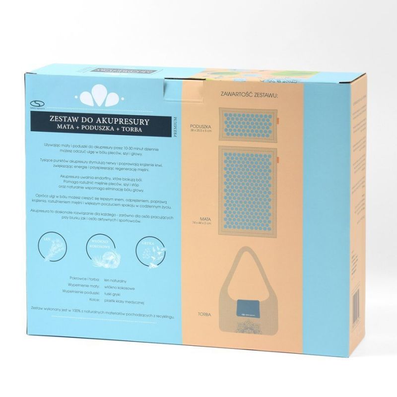 Smj Acupressure mat + pillow sport YG009 Premium Eco (linen coconut buckwheat) Edzőfelszerelés