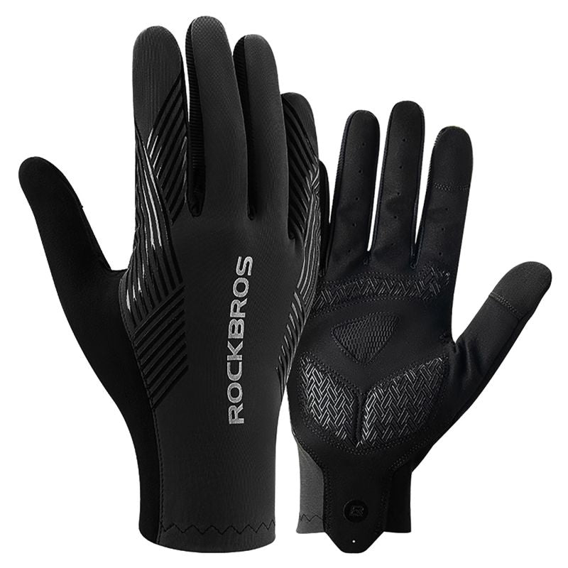 Rockbros cycling gloves spring/summer/autumn, full, size: L - black czarny \ l kesztyű