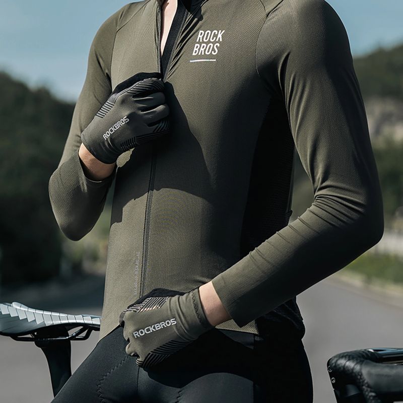 Rockbros cycling gloves spring/summer/autumn, full, size: XL - green zielony \ xl kesztyű