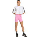 Adidas Women's Essentials 3-Stripes High Waisted Biker Pink 2xs short