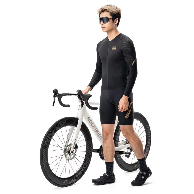 Rockbros Diamond Long Sleeve Cycling Jersey Size M - Black czarny \ m póló