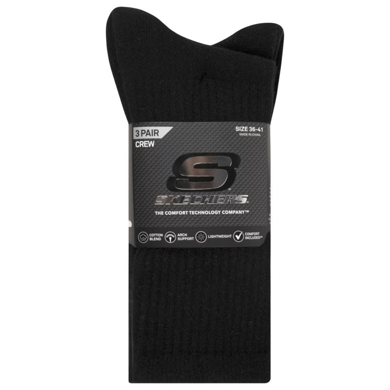 Skechers 3pk Unisex Non Terry Crew Black