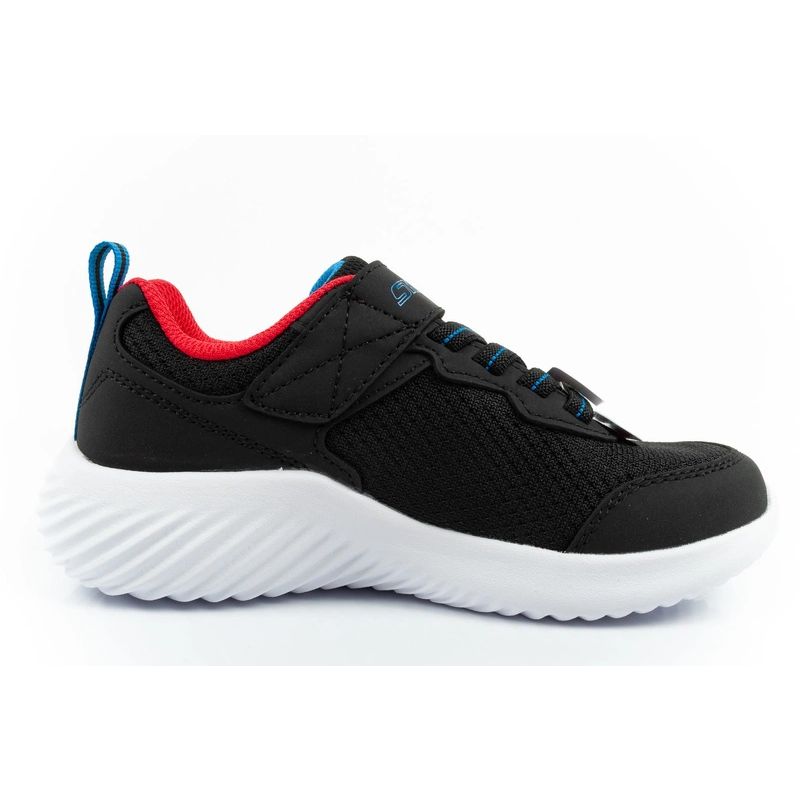 Skechers Bounder children's sports with Velcro, lightweight, fashionable black fekete utcai cipő