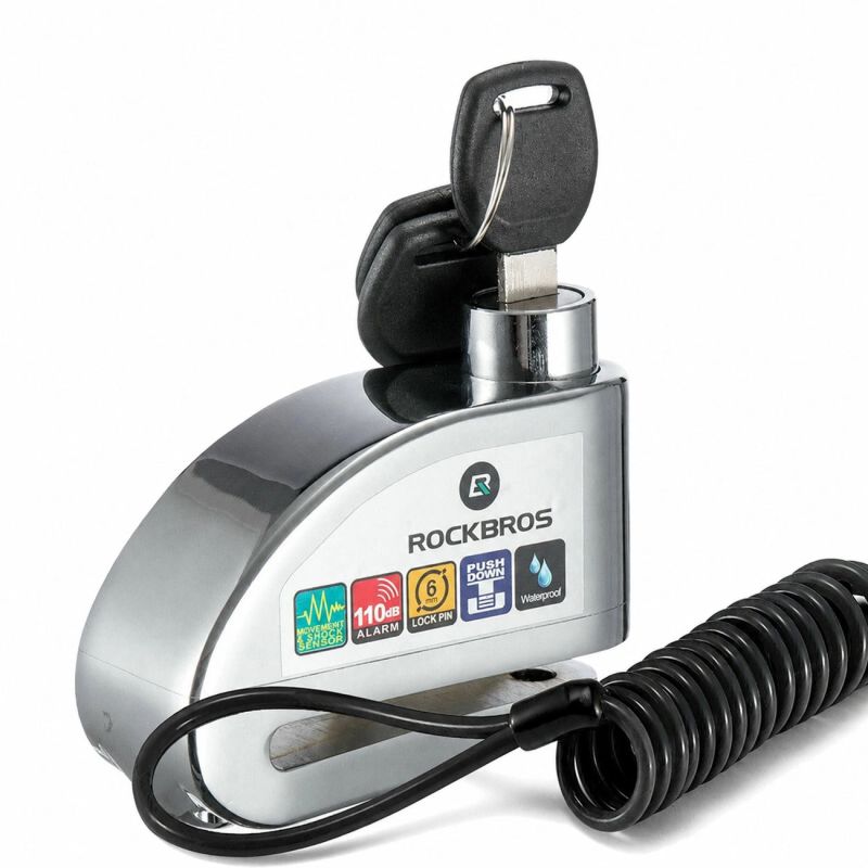 Rockbros Bike Lock with Alarm and Disc Lock - Black czarny kiegészítő LBAYG8308-211810
