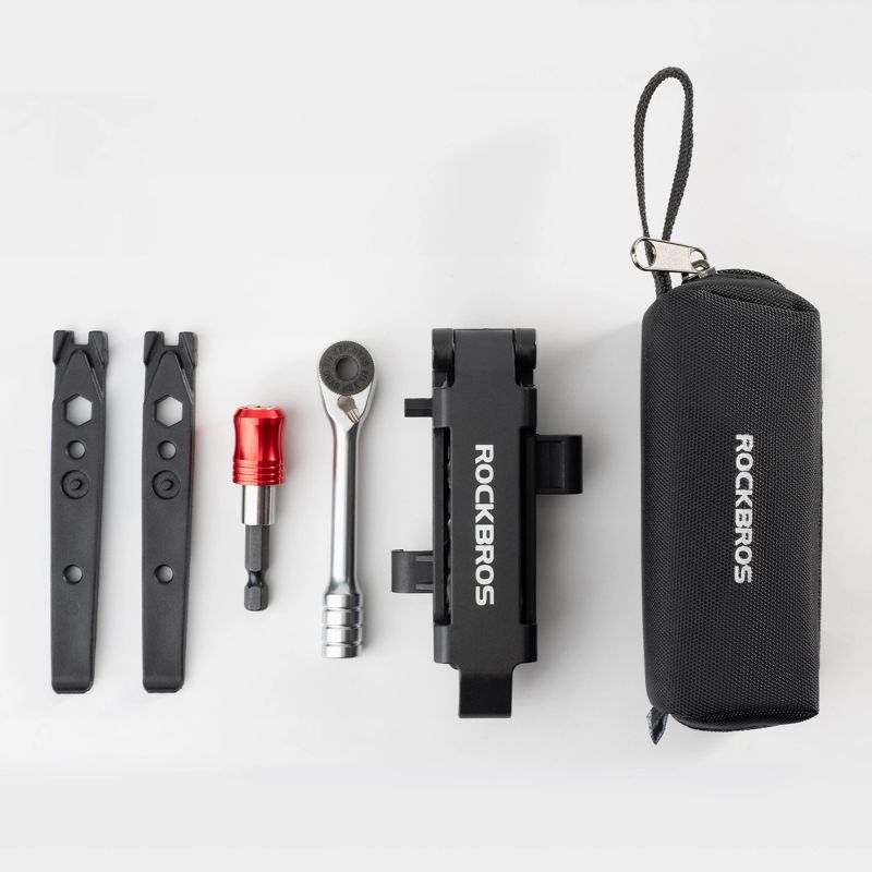 Rockbros Multitool Bicycle Tool Set with Ratchet Wrench and Tire Levers - Black fekete kiegészítő 304004-204137