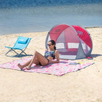 NILS CAMP NC3142 Self-Placing Beach Tent Red-Gray