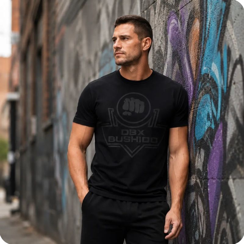 DBX Bushido Men's T-shirt Black Cotton T-shirt fekete póló TSRA-190-BK