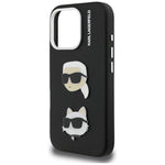 Karl Lagerfeld FW Grained Karl & Choupette Heads Pins Case for iPhone 16 Pro Max - fekete telefontok