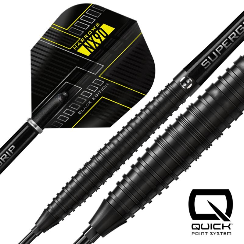 Harrows NX-90 Edition QP darts 90% steeltip fekete kiegészítő NX-90BlackEditionQP
