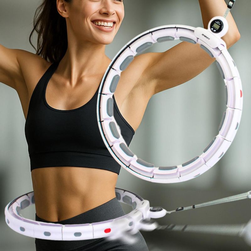 Enero Hula Hop With Massager, Weight And Counter, White And Grey Fit szürke training equipment