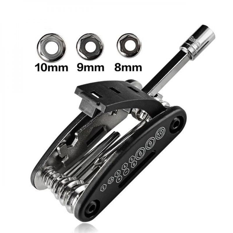 Rockbros 16-in-1 Multi-Tool for Bicycle Repair - Black