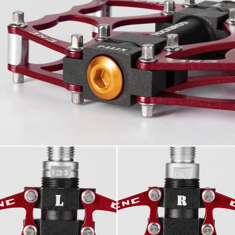 Rockbros 2010-12L Aluminum Platform Bicycle Pedals - Red