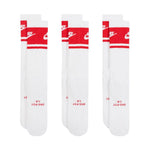 Nike Everyday Elevated Crew Socks 3 Pairs White and piros zokni