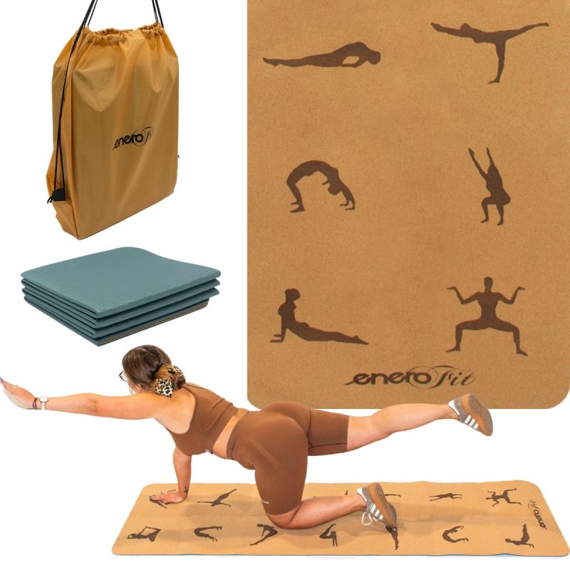Enero Fit CORK FOLDABLE YOGA MAT .4CM mats, training equipment