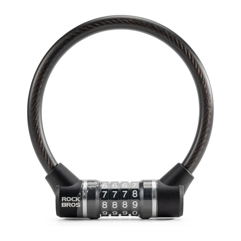 Rockbros 87639-4 bicycle lock with code and steel cable - black