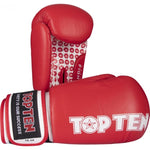 TOP TEN "FIGHT" RTT-2 Boxing Gloves 10 oz (WAKO APPROVED) czerwony kesztyű