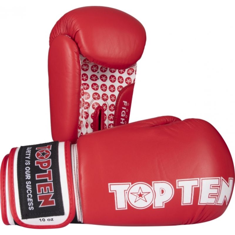 TOP TEN "FIGHT" RTT-2 Boxing Gloves 10 oz (WAKO APPROVED) czerwony kesztyű