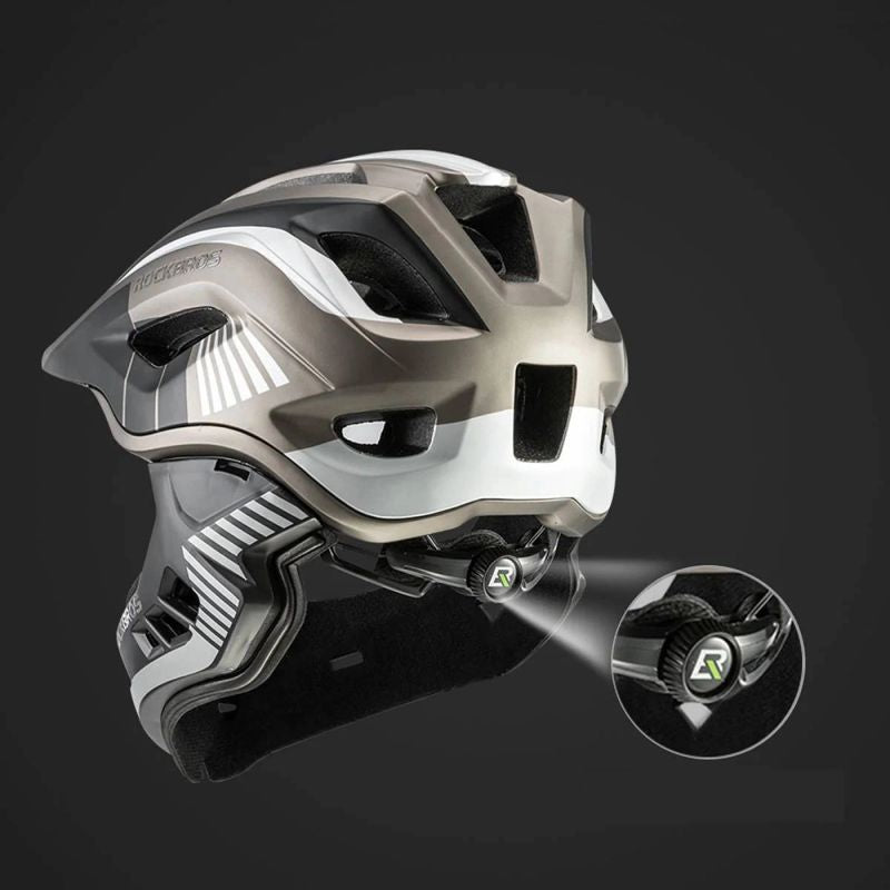 Rockbros TT- children's bicycle helmet with removable chinbar, size M - gray czarny || szary \ m helmets, martial arts equipment 7016802869090-157258