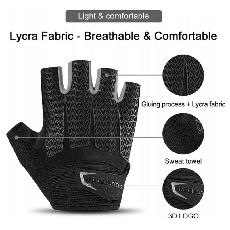 Rockbros XXL cycling gloves with gel inserts - gray xxl \ czarny || szary kesztyű