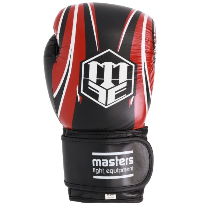 MASTERS FIGHT EQUIPMENT RBT-5A leather boxing gloves black and red piros kesztyű 0155-120102
