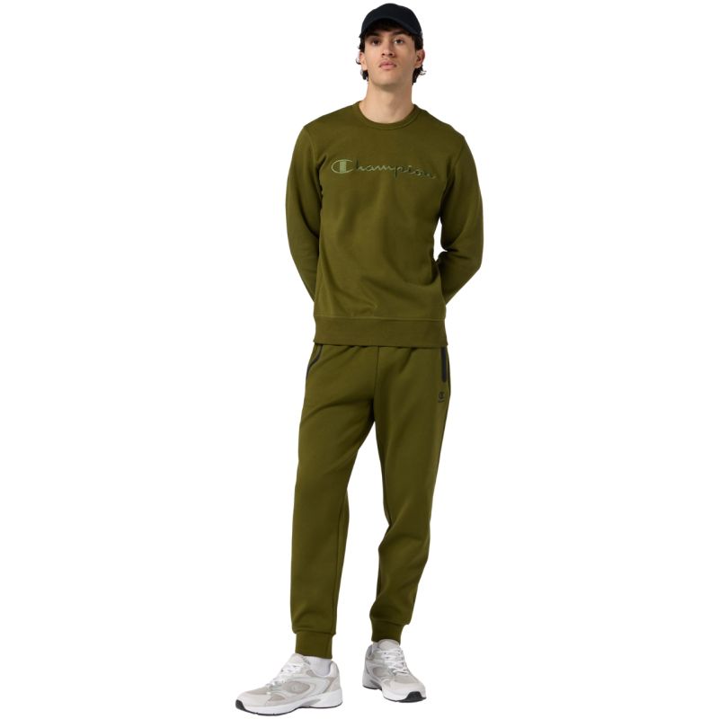 Champion Men's Crewneck Sweatshirt 220272 GS585 oliva kapucnis pulóver