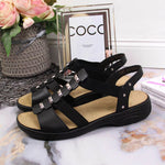 Black leather Roman sandals Rieker W fekete utcai cipő