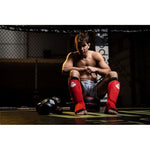 DBX Bushido Flexible Shin Guards - Shinrage Red piros protectors and knee pads