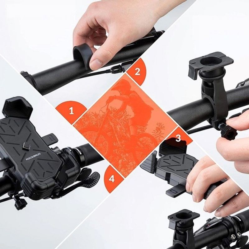 Rockbros 25210030001 Bicycle Phone Holder for Handlebars – Black fekete telefontartó Rockbros-25210030001