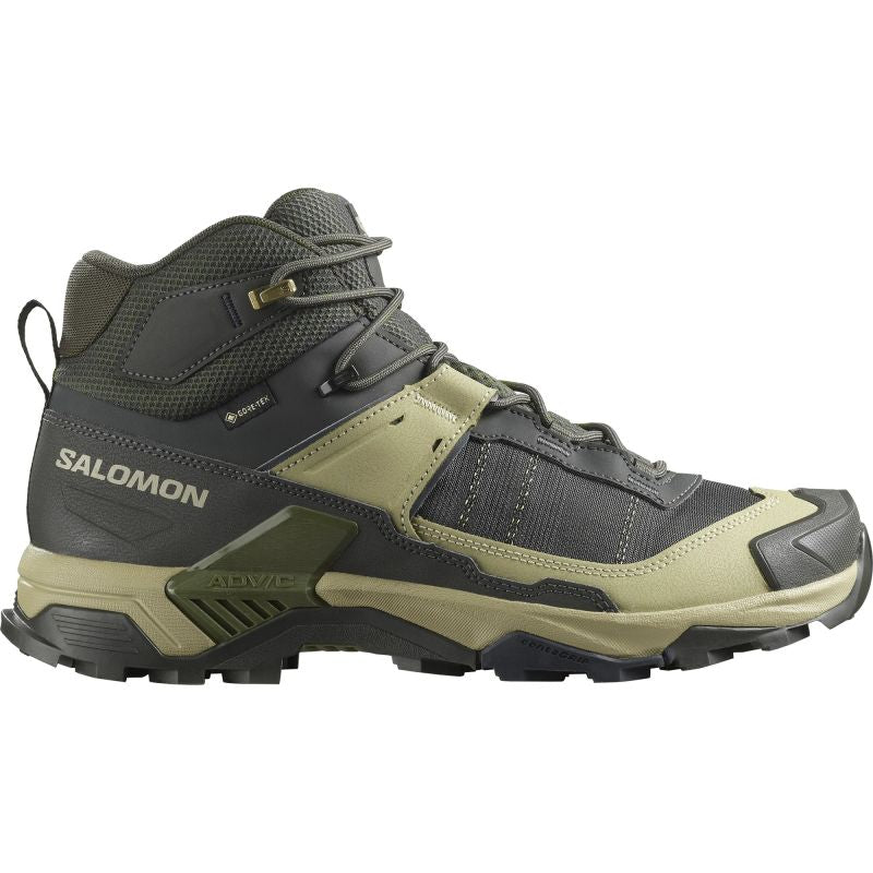 Salomon X Ultra 5 Mid GTX hiking - peat/gray green/blue szürke utcai cipő