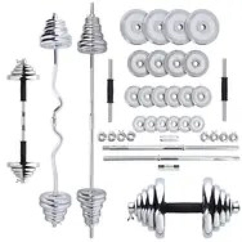 HMS 3-in-1 STC55 weight set (dumbbells, straight barbell and curl barbell) chrome plated in a 55kg case edzőfelszerelés 17-59-117