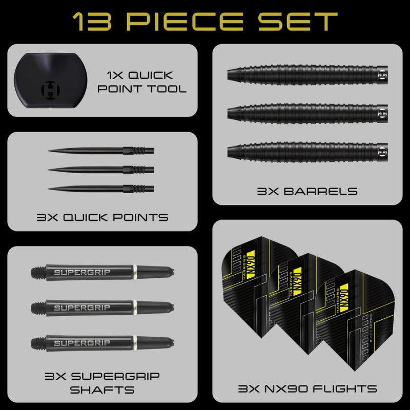 Harrows NX-90 Edition QP darts 90% steeltip fekete kiegészítő NX-90BlackEditionQP