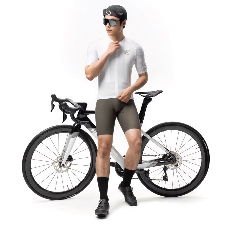 Rockbros Diamond Short Sleeve Cycling Jersey Size XXS - White biały \ xxs póló