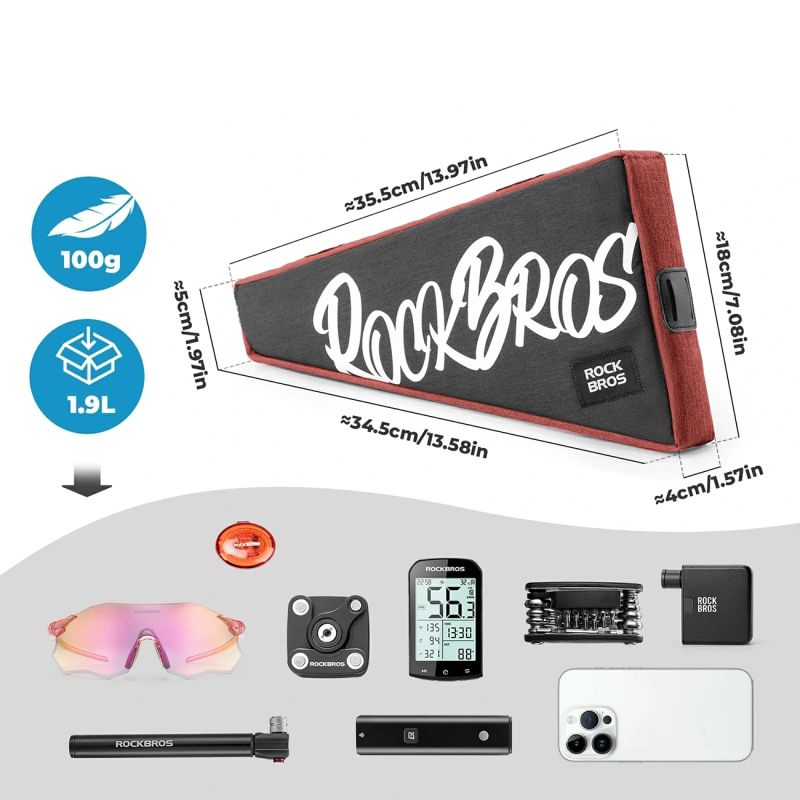 Rockbros G008 Flash Journey Triangle – XL, Red czarny || czerwony hátizsák 5907769384219-211929