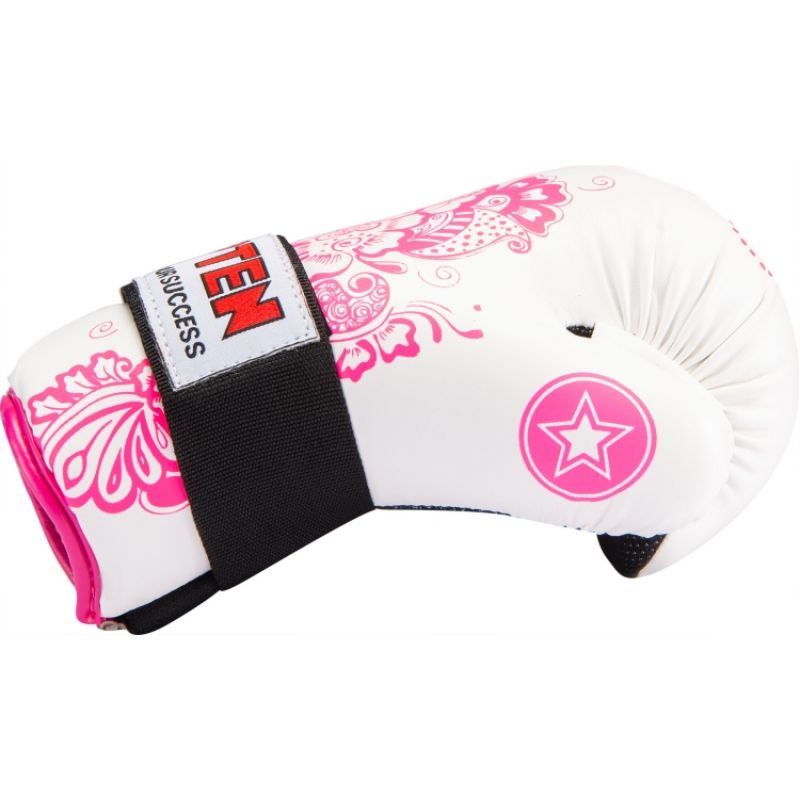 TOP TEN ROTT-FLOWERS Open Gloves (WAKO APPROVED) biało - różowy+m kesztyű