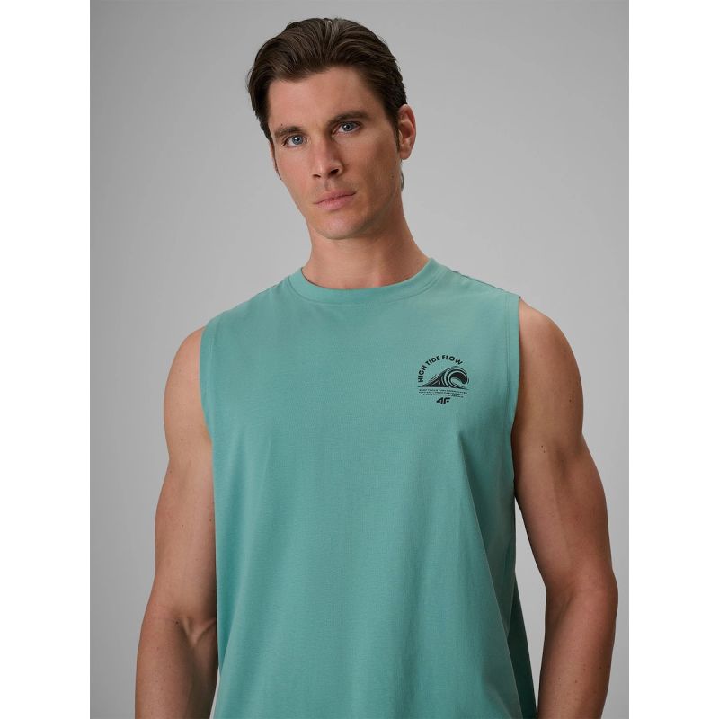 4F Men's relaxed sleeveless T-shirt with print ruházat