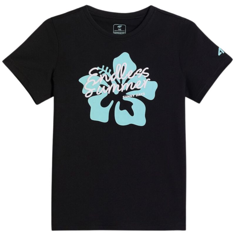 4F T-shirt for girls F2938 deep 20S fekete póló 4FJWSS26TTSHF293820S